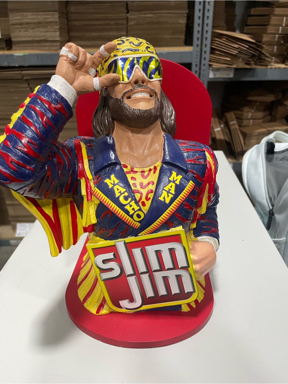 Slim Jim Macho Man Statue - Yellow, Red & Blue WWE wrestling